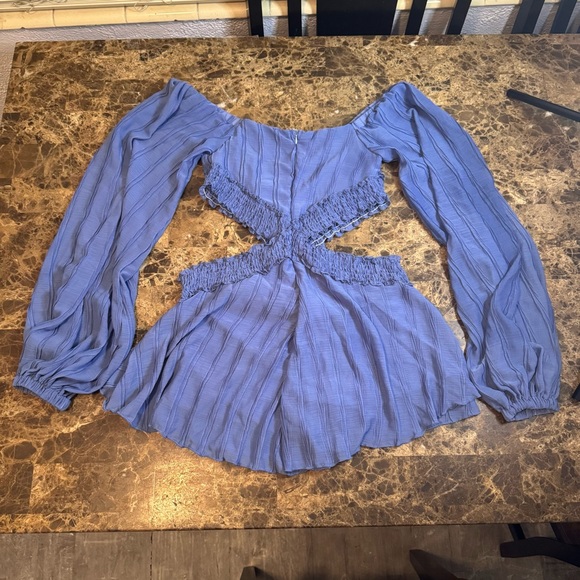 Pretty Little Things Cut Out Romper Size 10 Blue Line Elastic Waistband Boho - Picture 7 of 8